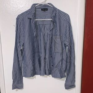 Modern Vogue Blue Striped Button-Up Shirt